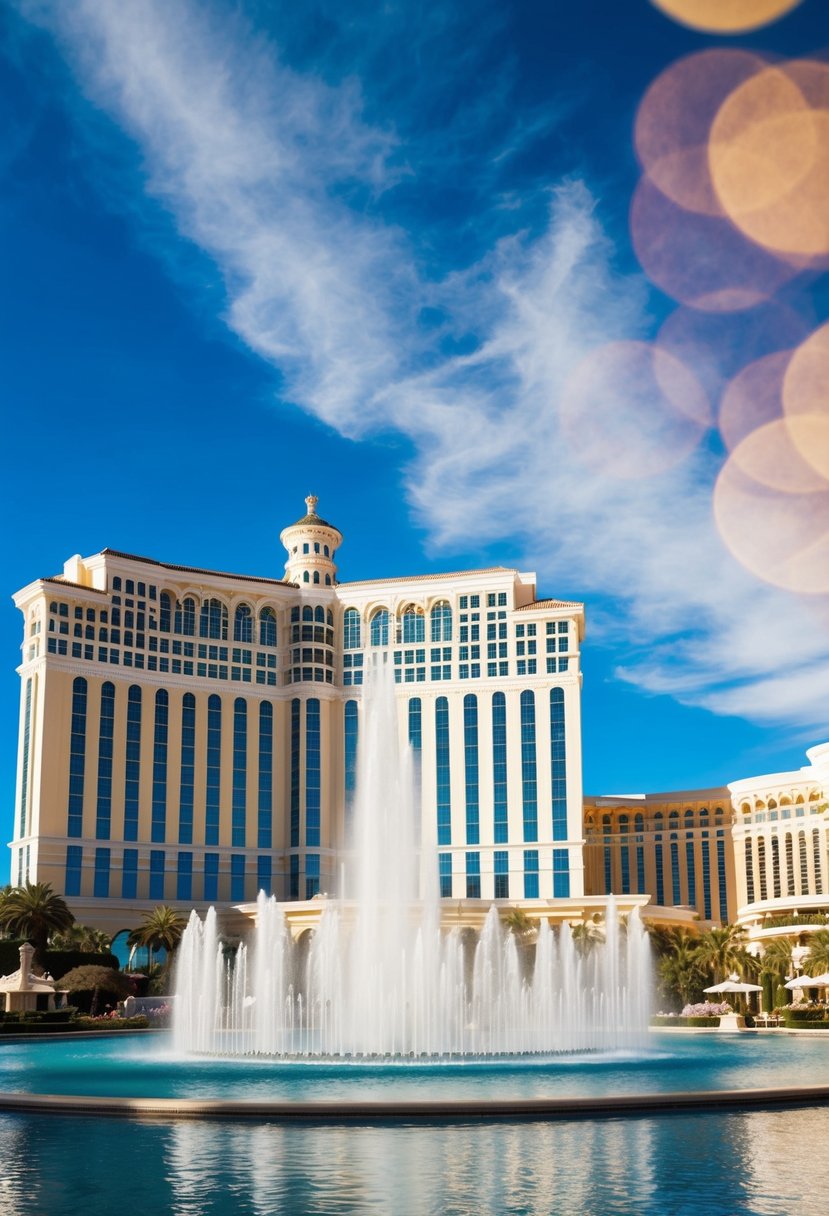 The Bellagio Las Vegas: A grand, opulent resort with a stunning fountain display, lush gardens, and elegant architecture