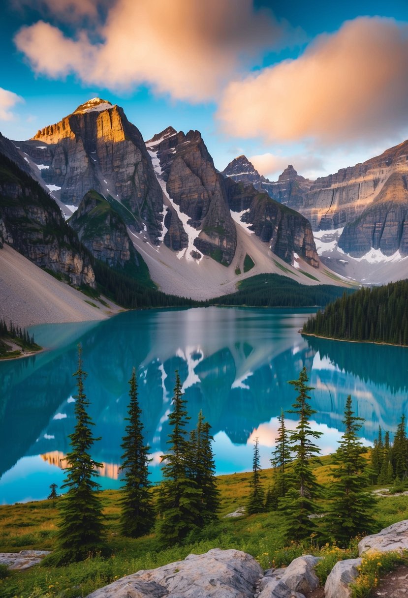 Majestic mountains tower over lush valleys, with crystal-clear lakes reflecting the stunning natural beauty of Alaska's top national parks