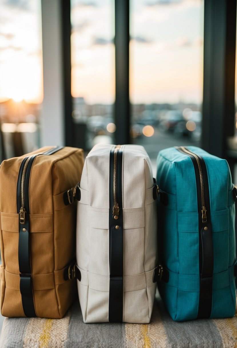 Three cloth traveling bags arranged in a stylish setting, with a focus on the latest design and functionality